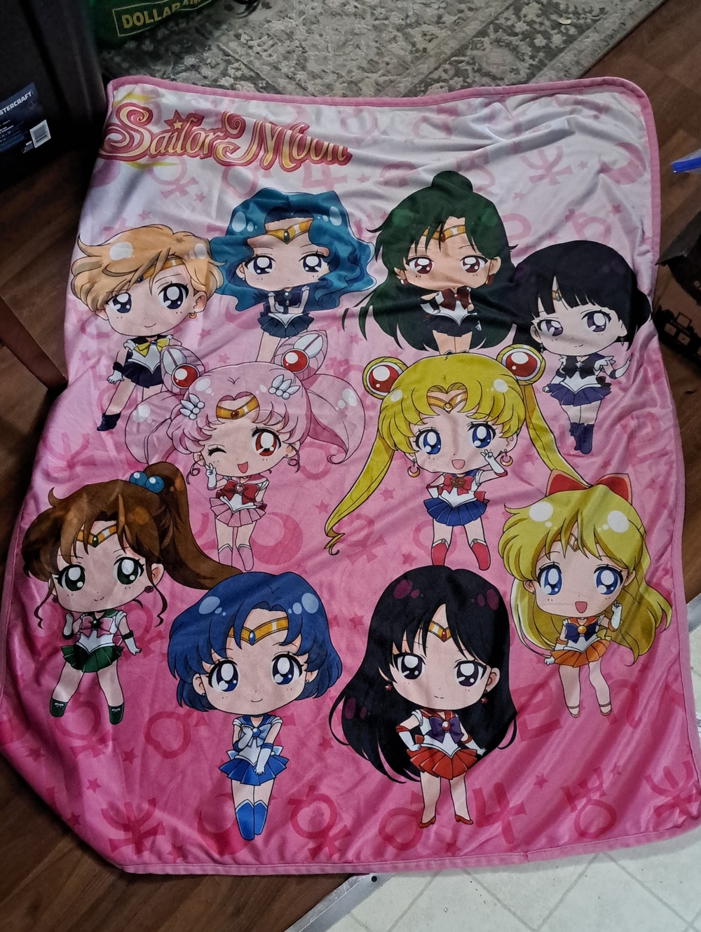 Vintage Sailor Moon Pink Chibi Character Throw Blanket